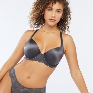 Savage X Fenty 34DD Floral Lace Convertable T-Shirt Bra Grey NWT